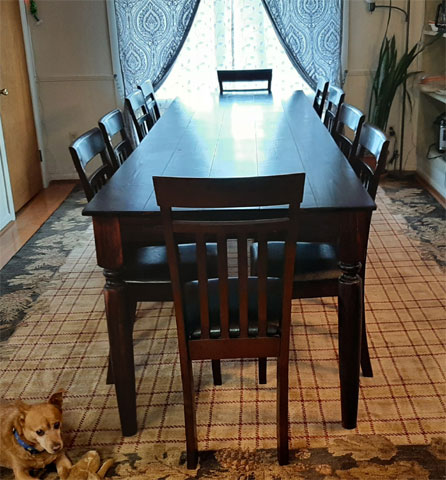 Ten foot long hand made dining room table to seat 10 people